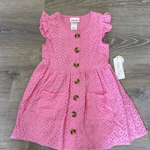 Little Lass Pink Ruffled Buttoned Sundress